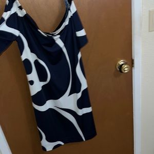 Escapada Living Navy/White Off the Shoulder Dress
